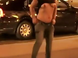 Wasted girl stripping in public in front of crowd