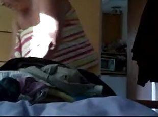 Catching my BBW mature wife on hidden cam in the bedroom