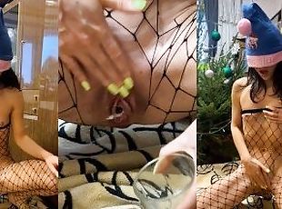 Asiatisk, Masturbation, Orgasm, Pissande, Fitta (Pussy), Kvinnligt sprut, Creampie, Första gången, Ensam, Jul