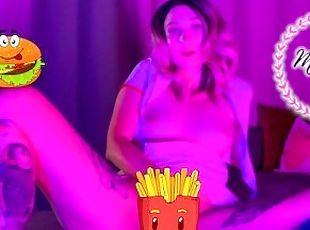 Sexy Fast Food Babe Does A Striptease - Magnea teases her ass and pussy