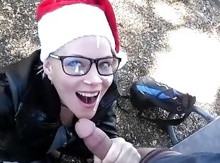 Cum For Christmas: Public Outdoor Christmas Blowjob