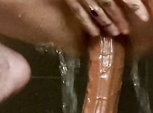 orgasm on my big dildo in the shower