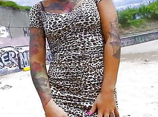 Blond tattooed beach girl fucked hard by stranger