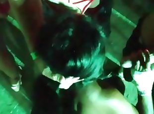 SLUTTY , SUCKING TWO GUYS AT DISCO PARTY