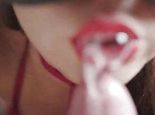 the most gentle blowjob close-up, mouthful of sperm