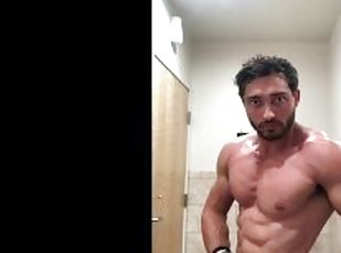 HOT AND SEXY GUY FLEXES IN BATHROOM!
