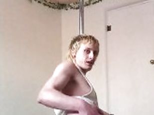 gay ftm pole dance in a tiny g string - bussy and asshole hanging out
