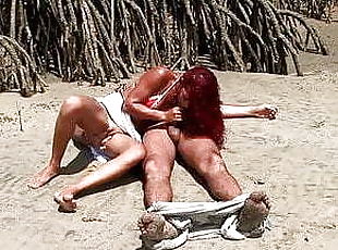 Marcia with natural tits gets fucked on the beach