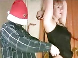 Christmas bondage for the sexy babe