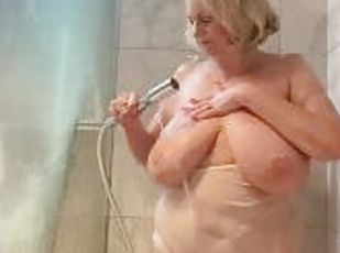 Hot horny MILF shower play
