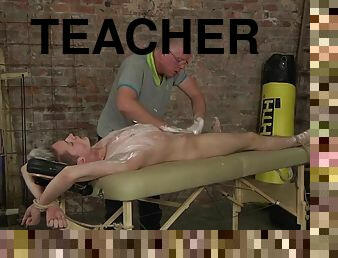 Dirty old teacher Sebastian Kane gives Darren Cross a handjob