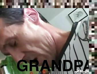 Teen slut fucks grandpa cock after sucking