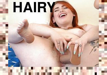 Hairy redhead plumper Adora Bell solo masturbation