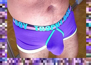 Walking around in my Trophy Underwear showing big bulge!