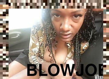 Jayden Paris Interracial Backseat Blowjob & Handjob - Ebony babe fucking in car