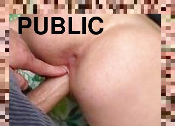 Public outdoor sex! Girl gets fucked by bwc in public park where people walk by!