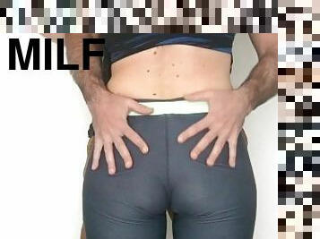 Sexy big booty Milf teasing in tight yogapants or leggings