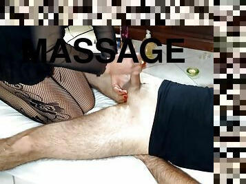Penis Massage With Fuck And Cumshot. Masseuse Sexy Ass, High Heels. 4k Double View Fetish