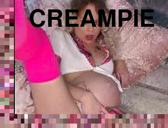 gravid, anal, milf, mamma, creampie, sprut, kåt, blond, små-bröst