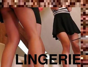 Tight Dress Miniskirt Hot Girls have a Party in Sexy Lingerie to show what is Under their Skirts