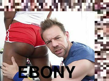 Fitness Rooms - Lardy Ebony UK Babe Fucks Salesman 1 - Erik Everhard