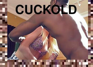 Interracial cuckold scene with insanely horny slut