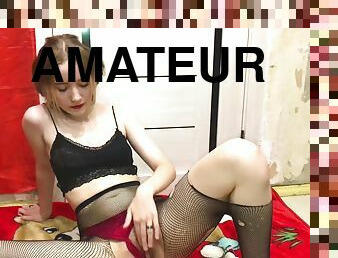 masturbaatio, orgasmi, sukkahousut, pillu-pussy, amatööri, lelu, kotitekoinen, musta, sormettaminen, pikkuhousut