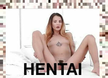 énorme, masturbation, giclée, ados, hentai, gode, solo, tchèque, tatouage, sauvage