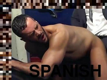 Spanish gay couple make out in the garage