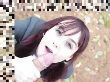 Public Pussy Rubbing and Blowjob Facial