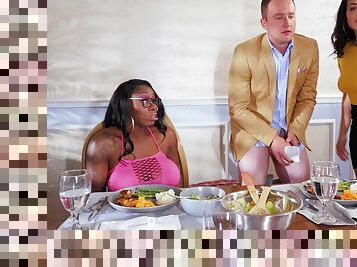 Ebony Mystique and Van Wylde interrupt dinner for crazy IR sex