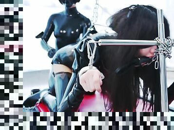 asiatisk, amatör, lesbisk, bdsm, strumpor, latex, gagging, dominans, brunett