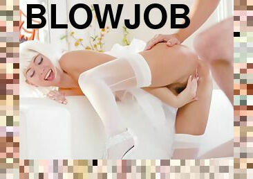 blowjob-seks-dengan-mengisap-penis, stocking-stockings, cantik, bidadari, putih