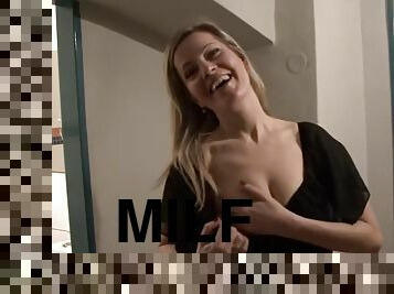 Funny blonde MILF boffing with me in the toilet