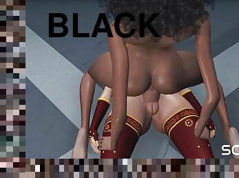 Scifi elevator. hot 3d dickgirl fucks a sexy black tranny in a space station