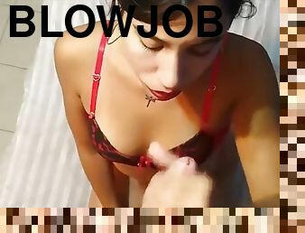 Hot blowjob amateur swallowing cum