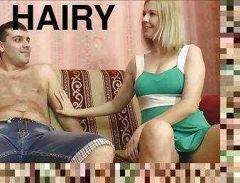 Hairy blonde girl has a sweet fuck