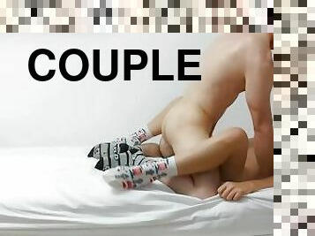 Teen couple in cute socks has passionate sex in the middle of the night