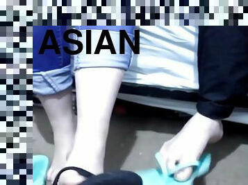 آسيوية, مراهقون, أقدام, أخت, صنم, صينية