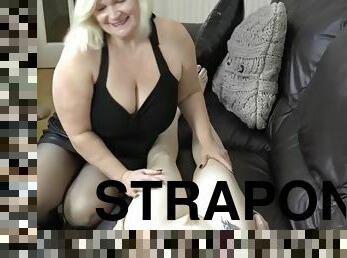 Brit gran strapon fucked by busty lesbian