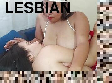 isot-tissit, nännit, hoitaja, lesbo-lesbian, maito, juominen, imettäminen, suihinotto-sucking