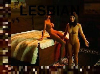 lesbiana, latino, cachonda, 3d, pillada