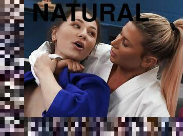 Karate babes Liz Jordan and Ariel X fucking on the floor