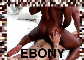 Interracial ebony bigbutt twunk spitroasted