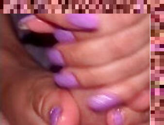 OF Latinamala1 Toejob footjob handjob purple nails cumshot