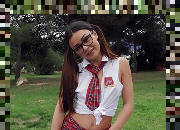 Outdoor POV shagging with cute schoolgirl Martina Smeraldi