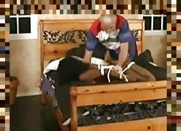 Black girl put in rope bondage