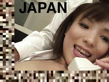 Japanese secretary masturbates in the office before giving head by Japanese tight Pussies