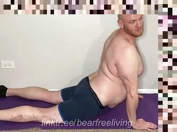 Horny Bear Yoga Stretches in Sexy Underwear