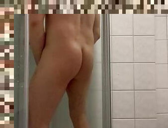 bañando, masturbación, amateur, gay, paja, corrida, europeo, euro, ducha, a-solas